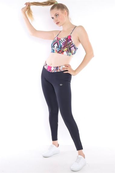 Escetic Lacivert Kadın Spor Polyester Normal Bel Büstiyer Takım Fitnes Yoga Bra 0313 - fotoğraf 4