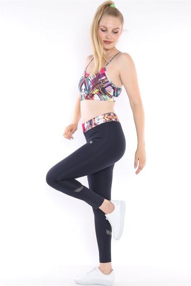 Escetic Lacivert Kadın Spor Polyester Normal Bel Büstiyer Takım Fitnes Yoga Bra 0313 - fotoğraf 5