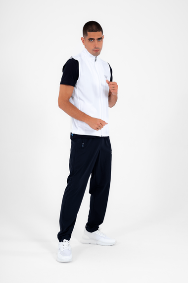 Спортивний чоловічий костюм Escetic з ефектом slimfit, дихаючий, 4 кишені, літня стійка жилетка, стиль вулиці   - фото 3