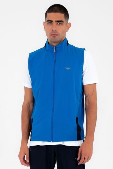 Escetic Blue الرجال الوقوف طوق الرياضة ليكرا تنفس 4 جيوب الصيف Slimfit سترة رياضية مجموعة 6921 - صورة 1