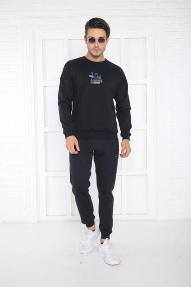 Мужской спортивный костюм Escetic с длинными рукавами и дыхательной тканью, Slim Fit, толстый 3-ниточный, на каждый день и спорт. - фото 4