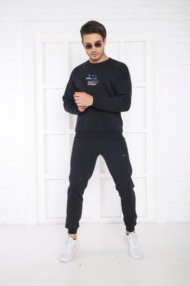 Мужской спортивный костюм Escetic с длинными рукавами и дыхательной тканью, Slim Fit, толстый 3-ниточный, на каждый день и спорт. - фото 2