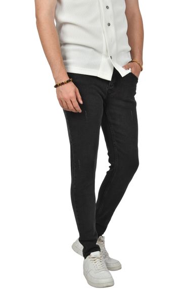 Джинси DeepSEA Lazerli Skinny Fit, з кнопковою застібкою та ластивкою, чорного кольору, стиль casual, для дорослих, з двома кишенями - фото 5