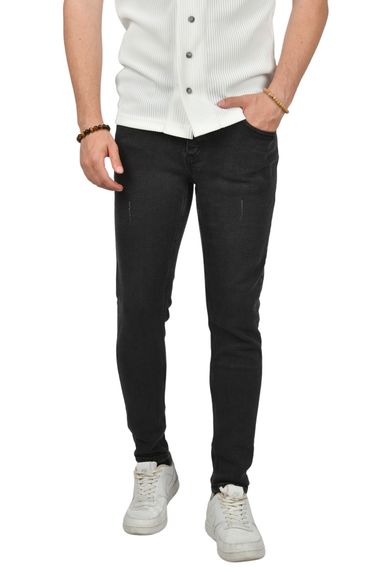 DeepSEA Lazerli Skinny Fit Likralı Düğmeli jean Kot Pantolon 2406472 - صورة 2