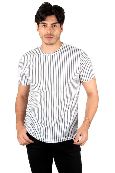 DeepSEA Crew Neck Stripe Patterned Lycra T-Shirt 2308452 - photo 4