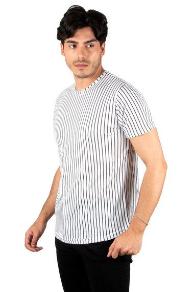 DeepSEA Crew Neck Stripe Patterned Lycra T-Shirt 2308452 - photo 2