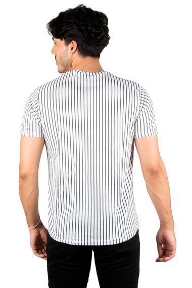 DeepSEA Crew Neck Stripe Patterned Lycra T-Shirt 2308452 - photo 5