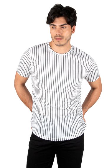 DeepSEA Crew Neck Stripe Patterned Lycra T-Shirt 2308452 - photo 1