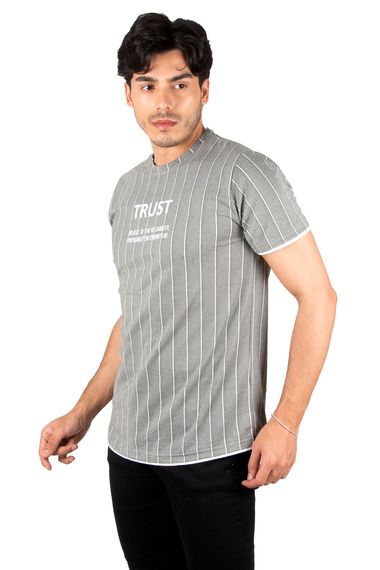 Футболка DeepSEA с полосками и надписями, Slim Fit, ткань 97% хлопок, 3% лайкра, casual стиль, доступна в нескольких цветах и размерах - фото 2