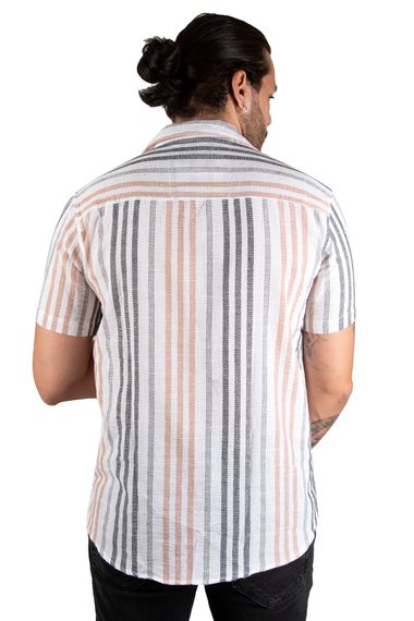 DeepSEA Striped Open Collar Short Sleeve Linen Men's Shirt 2201917 - photo 4