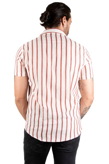 DeepSEA Thin Striped Short Sleeve Linen Men's Shirt 2201919 - photo 4