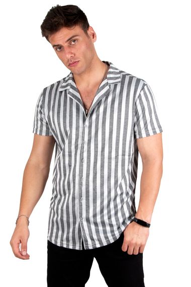 DeepSEA Open Collar Buttoned Lycra Short Sleeve Combed Cotton Shirt 2300464 - photo 3