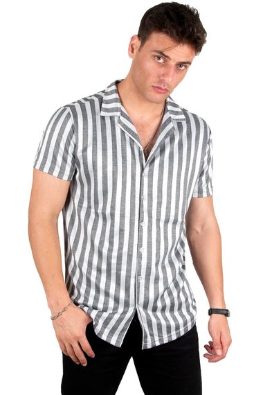 DeepSEA Open Collar Buttoned Lycra Short Sleeve Combed Cotton Shirt 2300464 - photo 2