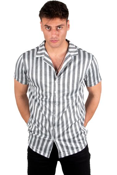 DeepSEA Open Collar Buttoned Lycra Short Sleeve Combed Cotton Shirt 2300464 - photo 4