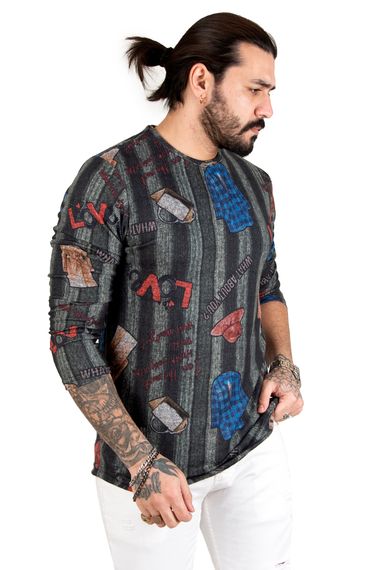 DeepSEA Love Printed Slim Fit New Season Men's Sweatshirt 2303075 - photo 2