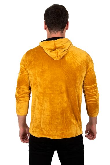 DeepSEA Kadife Lucky Yazı Baskılı  Kapüşonlu Sweatshirt 23000414 - fotoğraf 5