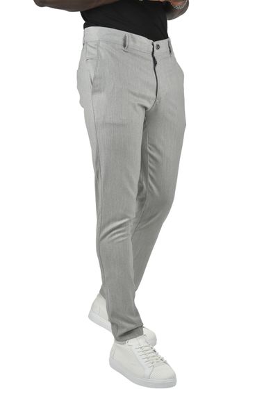 DeepSEA Kendinden Çizgi Desenli Slim Fit Likralı Keten Pantolon 2400721 - fotoğraf 3