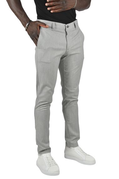 DeepSEA Kendinden Çizgi Desenli Slim Fit Likralı Keten Pantolon 2400721 - fotoğraf 4