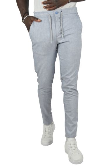 DeepSEA Kendinden Desenli Beli Bağcıklı Slim Fit Keten Kumaş Spor Pantolon 2400740 - photo 2