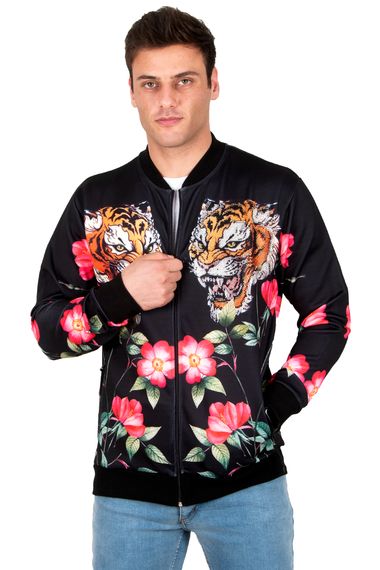 DeepSEA Tiger Printed Stone Embroidered Zipper Detailed College Coat 23020484 - photo 2