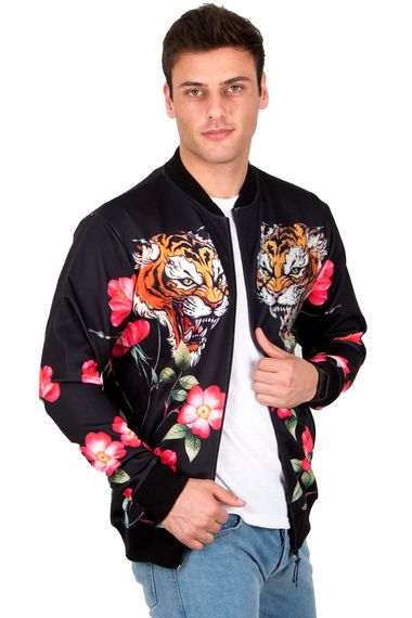 DeepSEA Tiger Printed Stone Embroidered Zipper Detailed College Coat 23020484 - photo 5