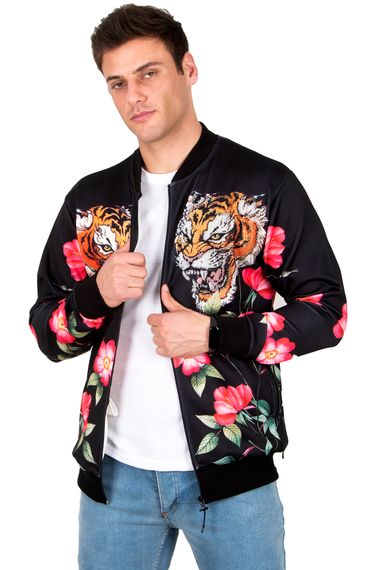 DeepSEA Tiger Printed Stone Embroidered Zipper Detailed College Coat 23020484 - photo 3