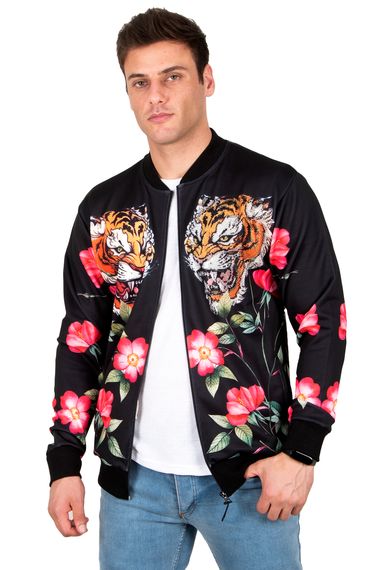 DeepSEA Tiger Printed Stone Embroidered Zipper Detailed College Coat 23020484 - photo 1