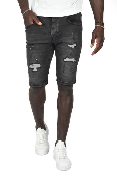 DeepSEA Önü Yırtıklı Lazer Kesim Slim Fit Likralı Kot Kapri Şort 2407346 - photo 1