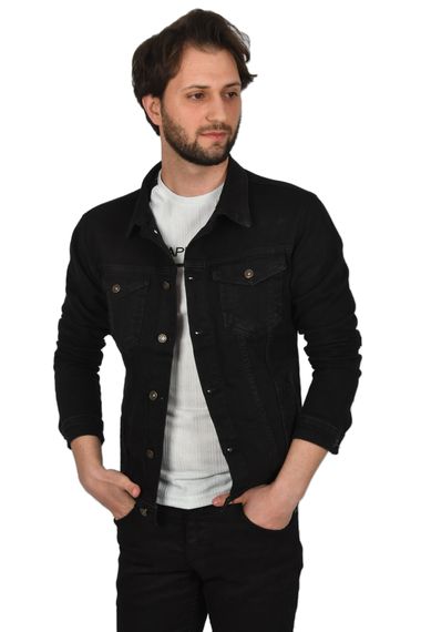 DeepSEA Likralı Slim Fit Kot Mont Jean Ceket 2304001 - صورة 1