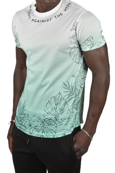 DeepSEA Yakası Yazılı Dijital Baskılı Batik Yıkama Slim Fit Tişört 2403210 - fotoğraf 2