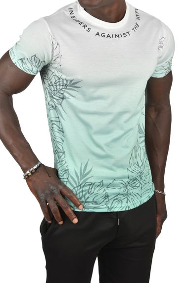 DeepSEA Yakası Yazılı Dijital Baskılı Batik Yıkama Slim Fit Tişört 2403210 - fotoğraf 3