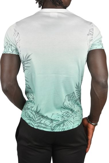 DeepSEA Yakası Yazılı Dijital Baskılı Batik Yıkama Slim Fit Tişört 2403210 - fotoğraf 4