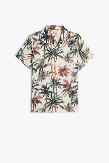 Koton Boy's Viscose Shirt Palm Tree Printed Short Sleeve Single Pocket Detailed - photo 1