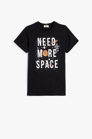 Koton Boy's T-Shirt Space Themed Short Sleeve Crew Neck Cotton - photo 1
