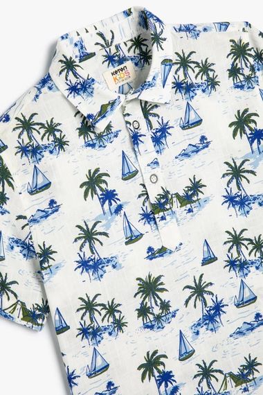 Koton Boy's Short Sleeve Shirt Palm Tree Printed Cotton - photo 3