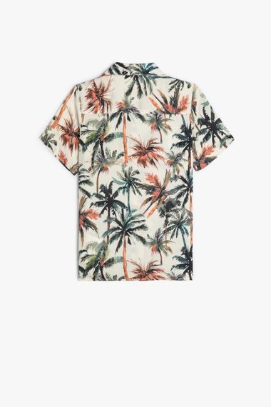 Koton Boy's Viscose Shirt Palm Tree Printed Short Sleeve Single Pocket Detailed - photo 2