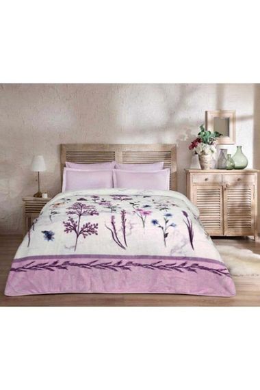 Özdilek Wildy Blooms Lilac Patterned Double Blanket 200x240