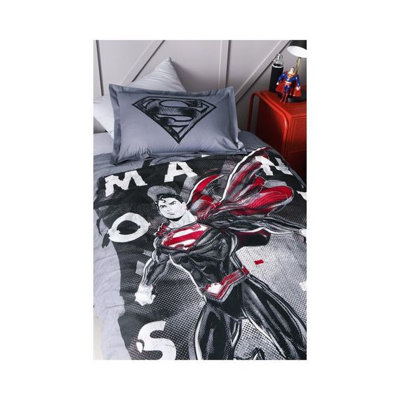 Özdilek Superman Steel Single Licensed Child Duvet Cover Set - Gray - photo 2