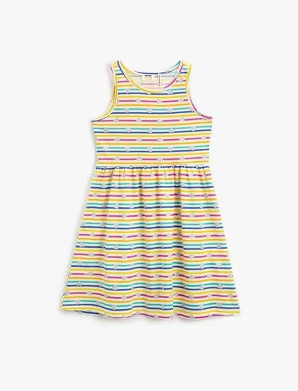 Cotton Girls' Sleeveless Dress Crew Neck Shiny Heart Printed Cotton - photo 1