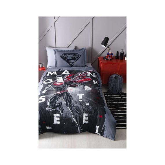 Özdilek Superman Steel Single Licensed Child Duvet Cover Set - Gray - photo 3