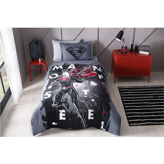 Özdilek Superman Steel Single Licensed Child Duvet Cover Set - Gray - photo 1