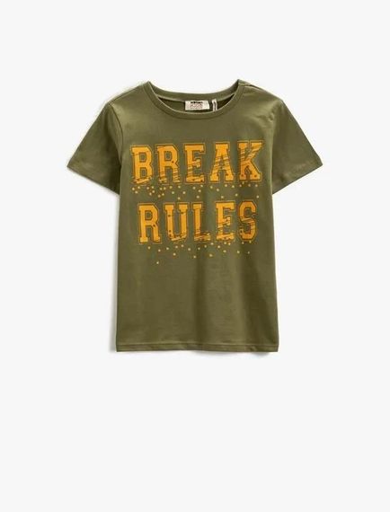 Koton Boys Short Sleeve Crew Neck T-Shirt Slogan Themed Printed - photo 1