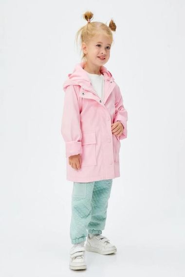 Koton Baby Girl Hooded Coat with Pockets, Wind Flap, Snap Closure