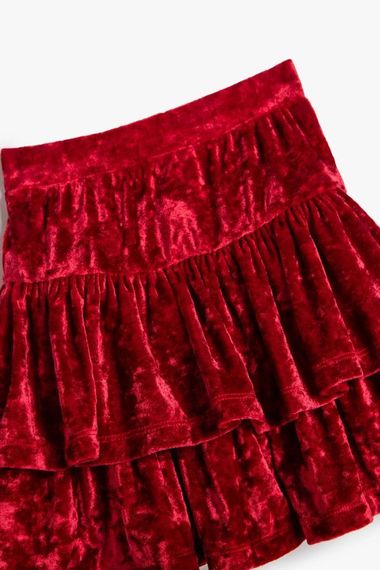 Koton Girl's Velvet Skirt with Ruffles and Layers - photo 3