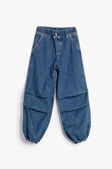 Koton Girl's Parachute Jeans Pants with Floor Detail and Pockets Cotton - Parachute Jean - photo 3