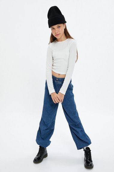 Koton Girl's Parachute Jeans Pants with Floor Detail and Pockets Cotton - Parachute Jean - photo 1