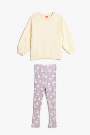 Koton Baby Girl 2-Piece Basic Tracksuit Set Long Sleeve Top and Elastic Waist Sweatpants - photo 1