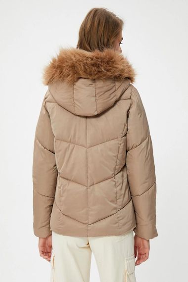 Koton Short Puffer Jacket with Hooded Plush Detail - photo 4