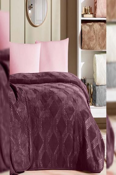 Özdilek Trendy Art Deco Double Blanket 220x240 Plum