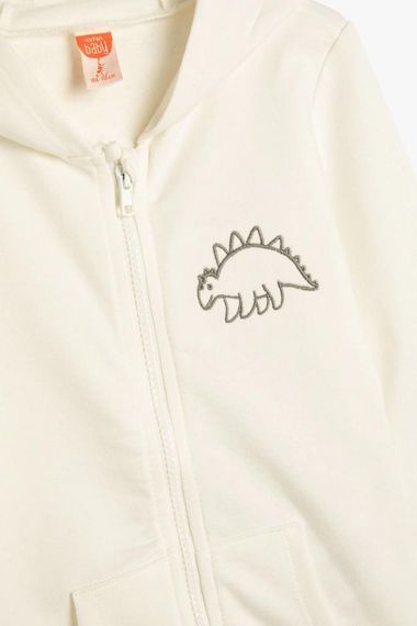 Koton Baby Boy Dinosaur Hooded Sweat Kangaroo Pocket Detailed Cotton - photo 3